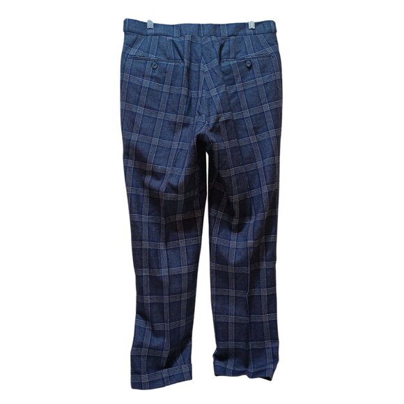 J Hilburn Mens Tailored Wool-Cashmere Pants Blue Plaid W33 L28 Heritage Luxury - Picture 2 of 8